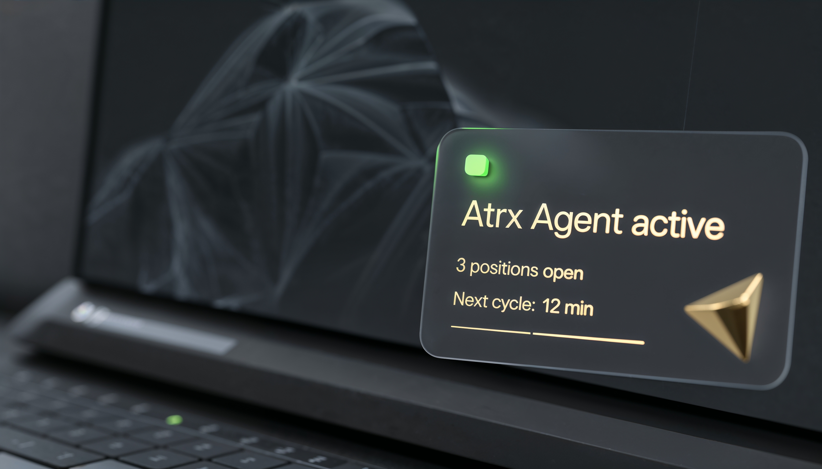 ATRX agent tray showing broker connection and risk configuration